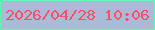 文字の大きさ：1、枠の色：5ef9b0、背景の色：aabad7、文字の色：fe4e65 無料ブログパーツのブログ時計
