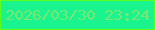 文字の大きさ：2、枠の色：5efe18、背景の色：19f48f、文字の色：7ce770 無料ブログパーツのブログ時計