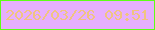 文字の大きさ：4、枠の色：5eff15、背景の色：e6affd、文字の色：f0c480 無料ブログパーツのブログ時計
