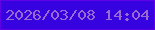 文字の大きさ：4、枠の色：5f00e7、背景の色：3603e0、文字の色：9a6ad4 無料ブログパーツのブログ時計