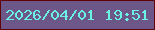 文字の大きさ：3、枠の色：5f050a、背景の色：6c5788、文字の色：6af3e2 無料ブログパーツのブログ時計
