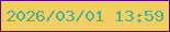 文字の大きさ：2、枠の色：5f057c、背景の色：f2ce67、文字の色：49b18d 無料ブログパーツのブログ時計
