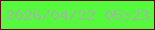 文字の大きさ：3、枠の色：5f0a1b、背景の色：55fa3e、文字の色：a1b79e 無料ブログパーツのブログ時計