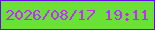 文字の大きさ：4、枠の色：5f0ce5、背景の色：6ae137、文字の色：be2cfe 無料ブログパーツのブログ時計