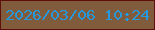 文字の大きさ：3、枠の色：5f0e09、背景の色：805c3c、文字の色：2698db 無料ブログパーツのブログ時計