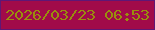 文字の大きさ：1、枠の色：5f1775、背景の色：a10b49、文字の色：998e0d 無料ブログパーツのブログ時計