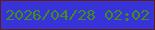 文字の大きさ：2、枠の色：5f1e0f、背景の色：3832d9、文字の色：438e16 無料ブログパーツのブログ時計