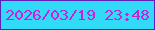 文字の大きさ：2、枠の色：5f21be、背景の色：31daf6、文字の色：cb21da 無料ブログパーツのブログ時計