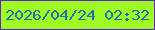 文字の大きさ：4、枠の色：5f22cc、背景の色：9ffa23、文字の色：1e6fb9 無料ブログパーツのブログ時計