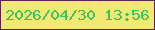 文字の大きさ：5、枠の色：5f2452、背景の色：f2e874、文字の色：38c45f 無料ブログパーツのブログ時計