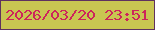 文字の大きさ：5、枠の色：5f325f、背景の色：c9c651、文字の色：cd255b 無料ブログパーツのブログ時計
