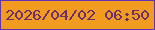 文字の大きさ：4、枠の色：5f32b6、背景の色：f29c1f、文字の色：6b2e6d 無料ブログパーツのブログ時計