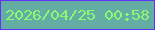 文字の大きさ：3、枠の色：5f33fc、背景の色：63ada4、文字の色：8bf971 無料ブログパーツのブログ時計