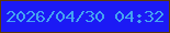 文字の大きさ：4、枠の色：5f3b04、背景の色：1c1af5、文字の色：44a3f1 無料ブログパーツのブログ時計