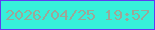 文字の大きさ：4、枠の色：5f3cf1、背景の色：37f0da、文字の色：9ca798 無料ブログパーツのブログ時計