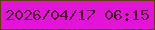 文字の大きさ：1、枠の色：5f3e09、背景の色：e413da、文字の色：4d0129 無料ブログパーツのブログ時計