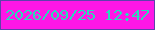 文字の大きさ：1、枠の色：5f41ab、背景の色：fe17e6、文字の色：28dbba 無料ブログパーツのブログ時計