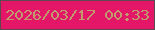 文字の大きさ：1、枠の色：5f484e、背景の色：e41668、文字の色：c29a6f 無料ブログパーツのブログ時計