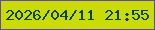 文字の大きさ：2、枠の色：5f4ba3、背景の色：cadb08、文字の色：09461a 無料ブログパーツのブログ時計