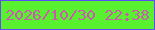 文字の大きさ：2、枠の色：5f4bf8、背景の色：58f02f、文字の色：cc58b2 無料ブログパーツのブログ時計
