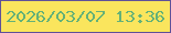 文字の大きさ：3、枠の色：5f5199、背景の色：fae55d、文字の色：64b178 無料ブログパーツのブログ時計