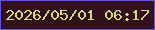 文字の大きさ：5、枠の色：5f55e7、背景の色：32111c、文字の色：cfdc7c 無料ブログパーツのブログ時計