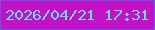 文字の大きさ：3、枠の色：5f5bdb、背景の色：c610c8、文字の色：59e6ef 無料ブログパーツのブログ時計