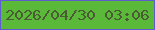 文字の大きさ：1、枠の色：5f5ccf、背景の色：5bb939、文字の色：495c34 無料ブログパーツのブログ時計