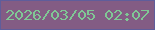 文字の大きさ：5、枠の色：5f5d9b、背景の色：835c84、文字の色：80c795 無料ブログパーツのブログ時計