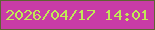 文字の大きさ：1、枠の色：5f6333、背景の色：c93ca7、文字の色：c0ea56 無料ブログパーツのブログ時計