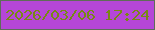 文字の大きさ：3、枠の色：5f6c59、背景の色：b546d8、文字の色：788814 無料ブログパーツのブログ時計