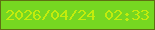 文字の大きさ：5、枠の色：5f6f13、背景の色：76d721、文字の色：c3ec0d 無料ブログパーツのブログ時計