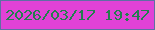 文字の大きさ：3、枠の色：5f6fa4、背景の色：e142d7、文字の色：237f4e 無料ブログパーツのブログ時計