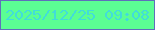 文字の大きさ：5、枠の色：5f6fba、背景の色：5bfe93、文字の色：41ddd9 無料ブログパーツのブログ時計