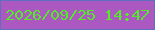 文字の大きさ：4、枠の色：5f6fc0、背景の色：ab58c0、文字の色：54e929 無料ブログパーツのブログ時計