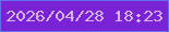 文字の大きさ：5、枠の色：5f71e9、背景の色：7a23d6、文字の色：d4b5ea 無料ブログパーツのブログ時計