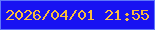 文字の大きさ：4、枠の色：5f76fa、背景の色：1812f2、文字の色：f9bc3d 無料ブログパーツのブログ時計