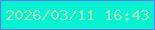 文字の大きさ：2、枠の色：5f7ee9、背景の色：06f2d2、文字の色：9ff1b9 無料ブログパーツのブログ時計