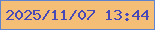 文字の大きさ：3、枠の色：5f83cc、背景の色：f4be76、文字の色：4849b6 無料ブログパーツのブログ時計