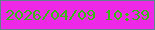 文字の大きさ：2、枠の色：5f848c、背景の色：ee28e7、文字の色：38ba16 無料ブログパーツのブログ時計
