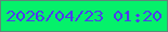 文字の大きさ：5、枠の色：5f867a、背景の色：05f16a、文字の色：4c3cec 無料ブログパーツのブログ時計