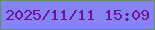 文字の大きさ：1、枠の色：5f9067、背景の色：8584f2、文字の色：711198 無料ブログパーツのブログ時計