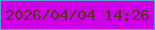 文字の大きさ：4、枠の色：5f97d2、背景の色：ce00e6、文字の色：563222 無料ブログパーツのブログ時計