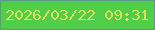 文字の大きさ：3、枠の色：5f9892、背景の色：50ce4a、文字の色：dcdf59 無料ブログパーツのブログ時計