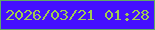 文字の大きさ：1、枠の色：5fab66、背景の色：4510ff、文字の色：a0cc4f 無料ブログパーツのブログ時計