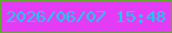 文字の大きさ：2、枠の色：5fac2c、背景の色：e43cf4、文字の色：13d1ea 無料ブログパーツのブログ時計