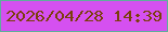 文字の大きさ：4、枠の色：5fae9c、背景の色：d550f0、文字の色：7a3f0c 無料ブログパーツのブログ時計