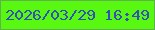 文字の大きさ：2、枠の色：5fb14f、背景の色：58f810、文字の色：334fb8 無料ブログパーツのブログ時計