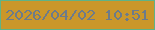 文字の大きさ：3、枠の色：5fb386、背景の色：ca972a、文字の色：6c7b8a 無料ブログパーツのブログ時計