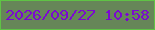 文字の大きさ：2、枠の色：5fc345、背景の色：668658、文字の色：7b08d1 無料ブログパーツのブログ時計